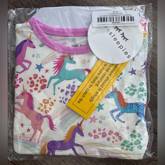 🦄✨ Little Sleepies Unicorn Magic Bamboo Short Sleeve & Shorts Pajama Set NEW 2T - Picture 4 of 6